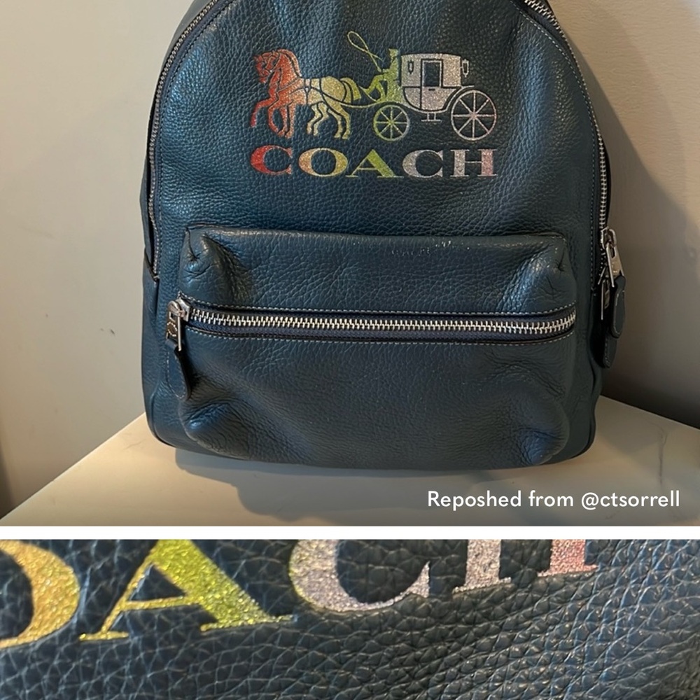Coach Multicolor Logo Leather Backpack